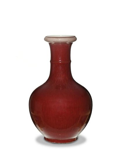 Chinese Red Glazed Vase with Xian Motif, 19th Century