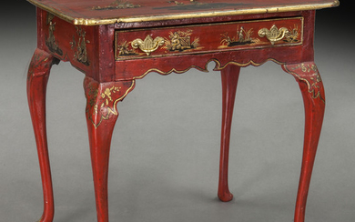 Chinoiserie red lacquer and gilt table