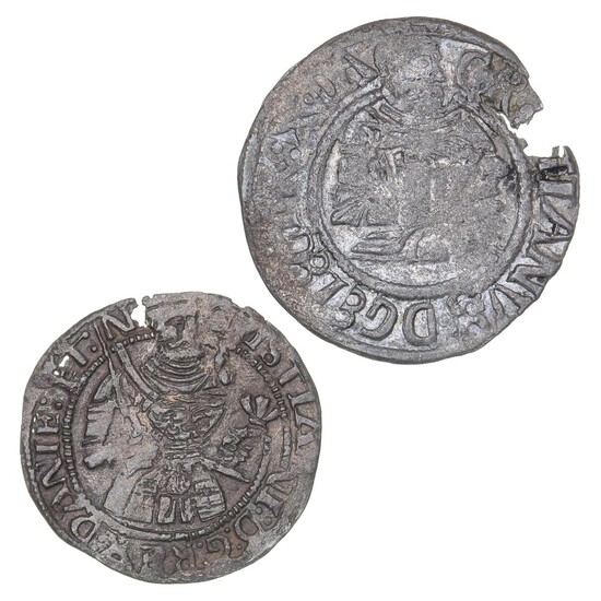 Christian III, Ribe, 2 skilling 1536, G 108; Roskilde, 4 skilling 1535,...