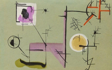 Cipriani, Italian school, early-mid 20th century- Untitled, 1946; gouache and ink on paper, signed and dated lower left, 23 x 30.5 (unframed)