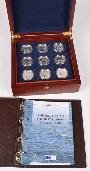Collection of Royal Mint "The History of the Royal Navy Collection" proof silver £5 coins.