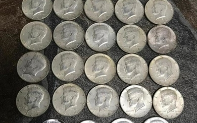 Collection of Silver Coins, 1964 &1965 Kennedy Half
