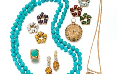 Collection of enamel and turquoise jewels (Collezione di gioielli in smalto e turchesi)