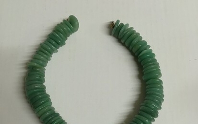Collier souple en disques de jade vert