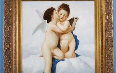 Contemporary oil on canvas of 2 cherubs, 28 x 33
