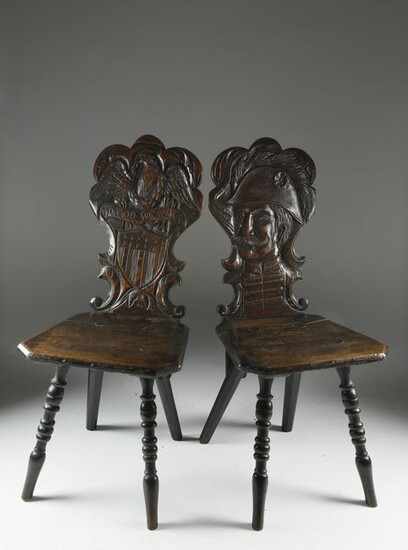Continental Carved Oak Tavern Chairs, circa 1880