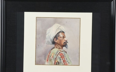DECKERS Emile. (1885-1968). « Portrait d’un oriental ». Aquarelle signée au dos. H.23 L.21.