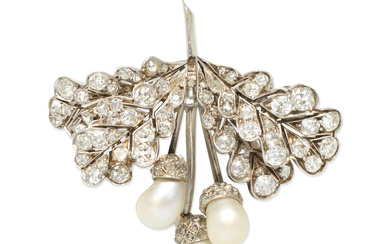 DIAMOND AND PEARL DOUBLE-CLIP BROOCH, LATE 19TH CENTURY