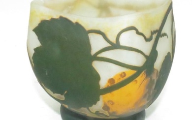 Daun Nancy Rare Cameo Glass Vase H: 4.5" W: 5" D: 5"