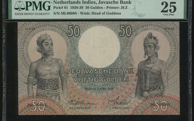 De Javasche Bank, 50 Gulden, 14.3.1939, serial number ML06088, (Pick 81)