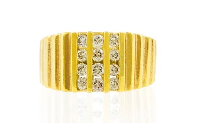 Diamond Columns Gold Men's Ring
