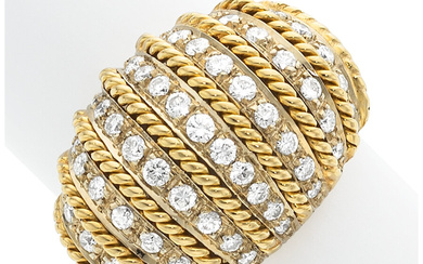 Diamond, Gold Ring Stones: Full-cut diamonds weighing a total...