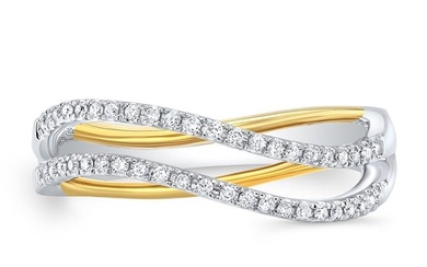 Diamond Pave-set Bypass Ring In 14k Yellow And White Gold (0.15 Ct.tw)