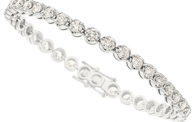 Diamond, White Gold Bracelet The line bracelet features full-cut...