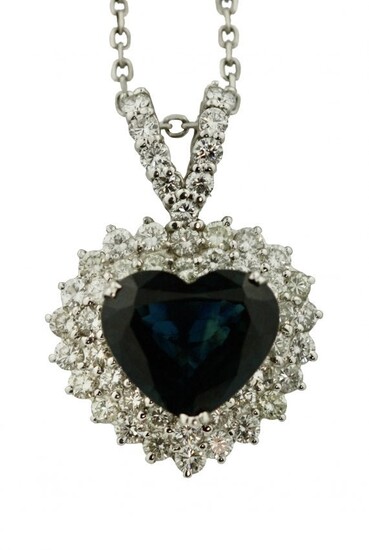 Diamond and Sapphire Pendant-Necklace