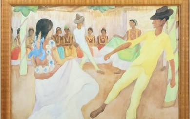 Diego Rivera [1886-1957], Vintage Color Print Framed "Dance in Tehuantepec"
