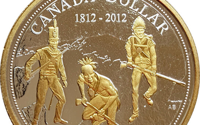 Dollar 2012 "200th Anniversary of the War of 1812", Canada, Fine Silver, Gold Plated