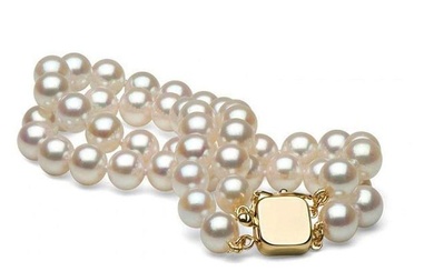 Double Strand White Akoya Pearl Bracelet, 6.5-7.0mm