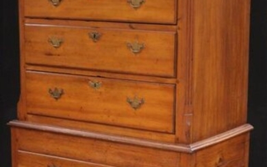 EARLY AMERICAN MAPLE CHEST ON STAND, 18TH C.