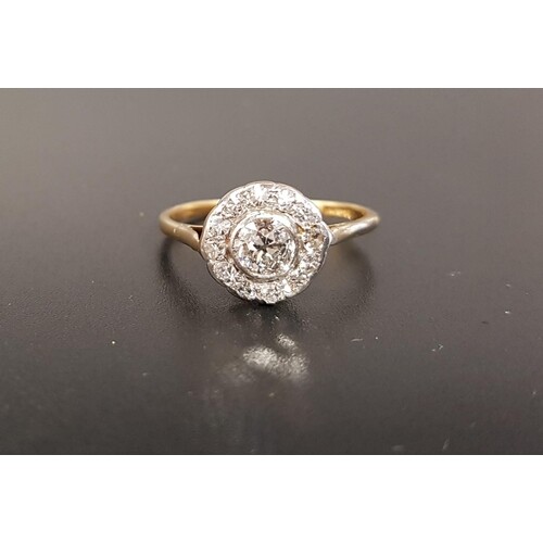 EDWARDIAN DIAMOND CLUSTER RING the central round brilliant c...