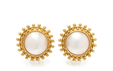 ELIZABETH LOCKE, YELLOW GOLD AND CULTURED MABE PEARL