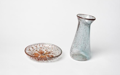 ERCOLE BAROVIER Purple glass bowl and vase, Murano.