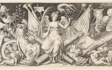 ÉTIENNE DELAUNE Two engravings from Combats et Triomphes. La Victoire * Combats d'homme...