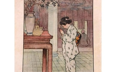 Early 1900's Japanese Book Plate, Little Sister Snow