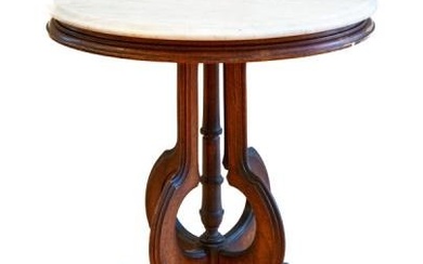 Eastlake Victorian Oval Marble Top Parlor Table