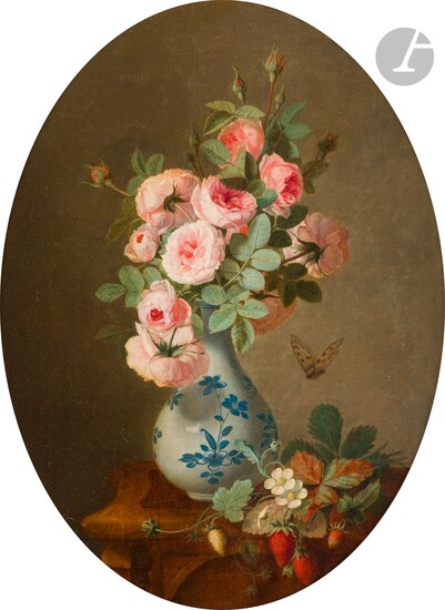 École FRANCAISE du XIXe siècle Vase de roses... - Lot 60 - Ader
