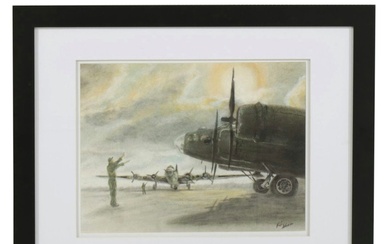 Ed Davis Graphite Drawing of Military Airfield