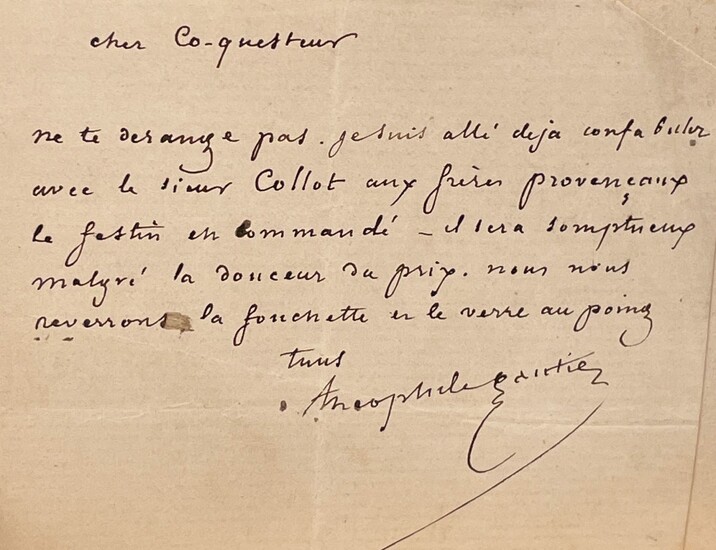 Édition originale reliée par Kauffmann avec billet autographe ajouté.- GAUTIER (Théophile). Émaux et camées. Paris,...