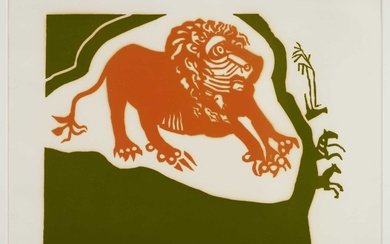 *Edward Bawden (1903-1989) signed limited edition linocut - Lion and Zebra, 15/75, 50cm x 59cm, in glazed frame