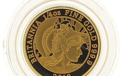 Elizabeth II 2018 Britannia 1/4 ounce gold proof coin with c...