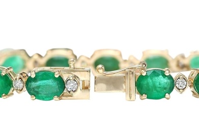 Emerald Diamond Bracelet 14K Yellow Gold
