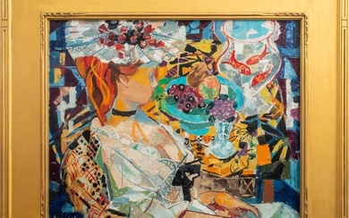 Emilio Grau-Sala "Woman With Fishbowl" Oil Canvas