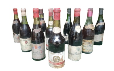 Ensemble de bouteilles de vin comprenant: -Côte du Rhone Rasteau 1962 1 bouteille -Chateauneuf du...