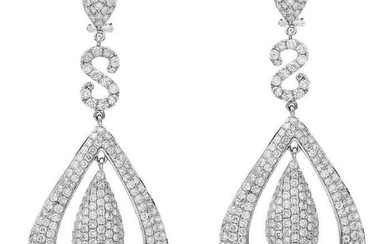 Estate 11.22 carats Diamond Gold Floral Large Drop Earrings