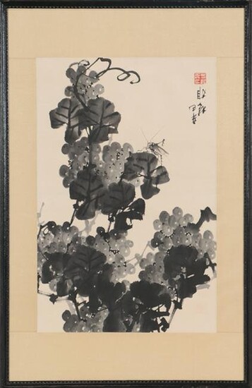 FRAMED CHINESE SCROLL PAINTING INK ON PAPER SIGNED