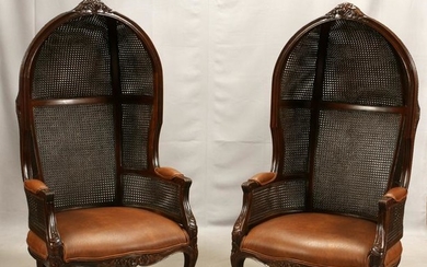 FRENCH, CANED BACK, BALLOON CHAIRS, PAIR
