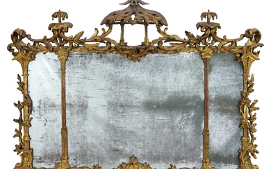 Fine 18th century Chinese Chippendale influenced giltwood overmantel mirror