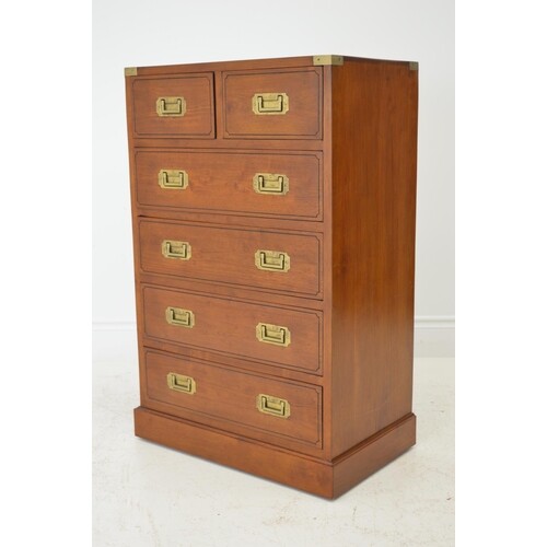 Fine quality mahogany campaign style six drawer chest of dra...