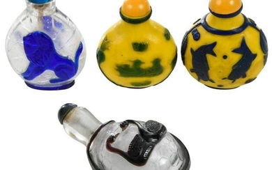 Four Chinese Peking Glass Snuff Bottles