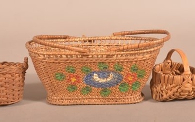 Four Miniature Woven Baskets.