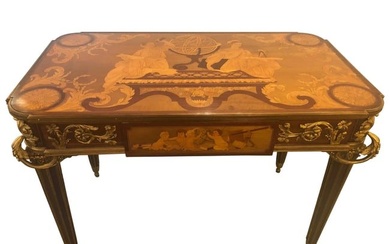 François Linke, Louis XV, Rare Desk, Brown Marquetry, Bronze, Sothebys NYC Prov.