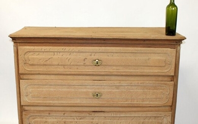 French 3 drawer bleached oak commode