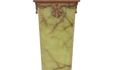 French Bronze Mounted Green Onyx Pedestal, c. 1900, H.- 46 1/2 in., W.- 14 in., D.- 12 in.