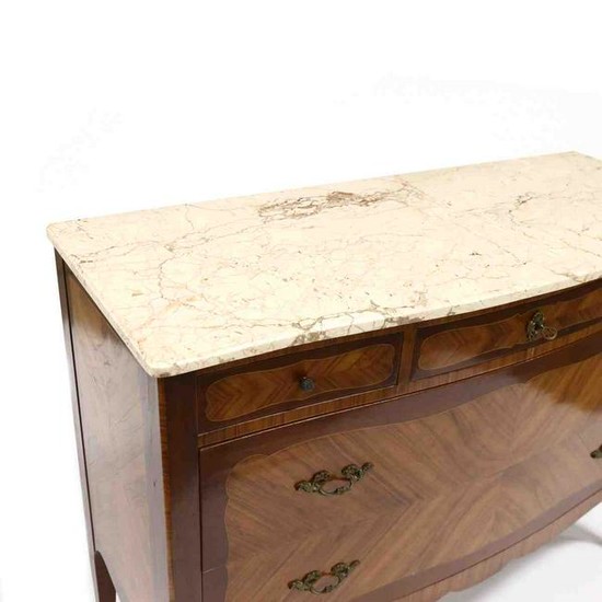 French Classical Style Marble Top Inlaid Commode