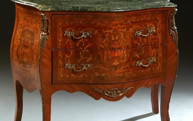 French Louis XV Style Ormolu Mounted Marble Top Bombe