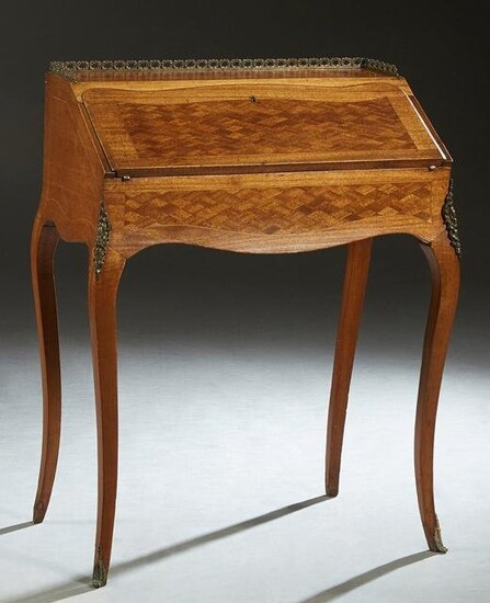 French Louis XVI Style Ormolu Mounted Parquetry Inlaid